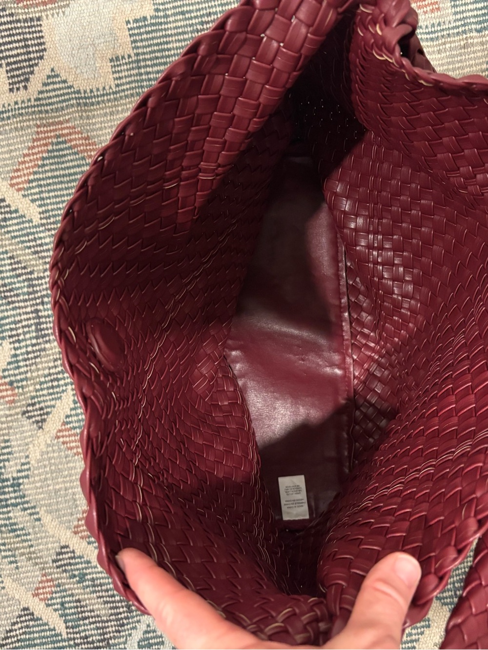 Anthropologie Woven Leather Hobo Bag in Deep Burgundy - Picture 6 of 10
